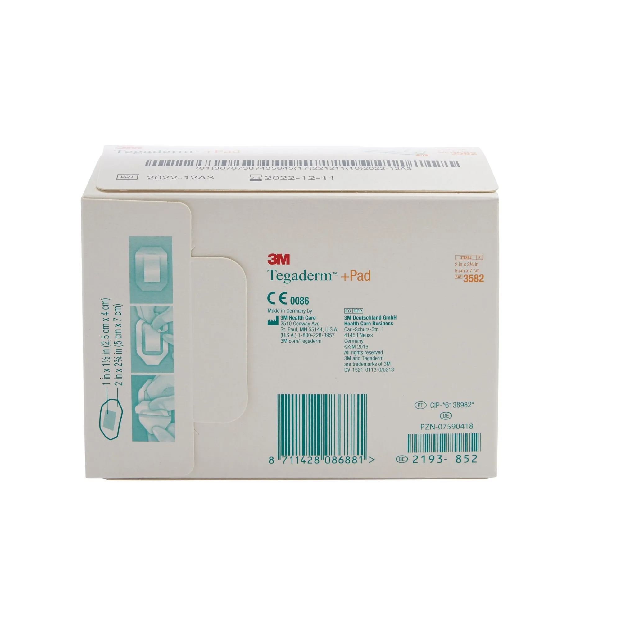 3M™ Tegaderm™ Film Dressing with Pad, 2 x 2-3/4 Inch, 1 Box of 50
