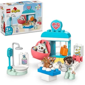 LEGO DUPLO Town Visit to The Vet Clinic Pet-Care Role-Play Toy, Dog, Cat and Veterinarian Figures, Social Emotional Learning Pretend Play Animal Set for Toddlers Aged 2 Years Old and Up, 10438(New Open Box)