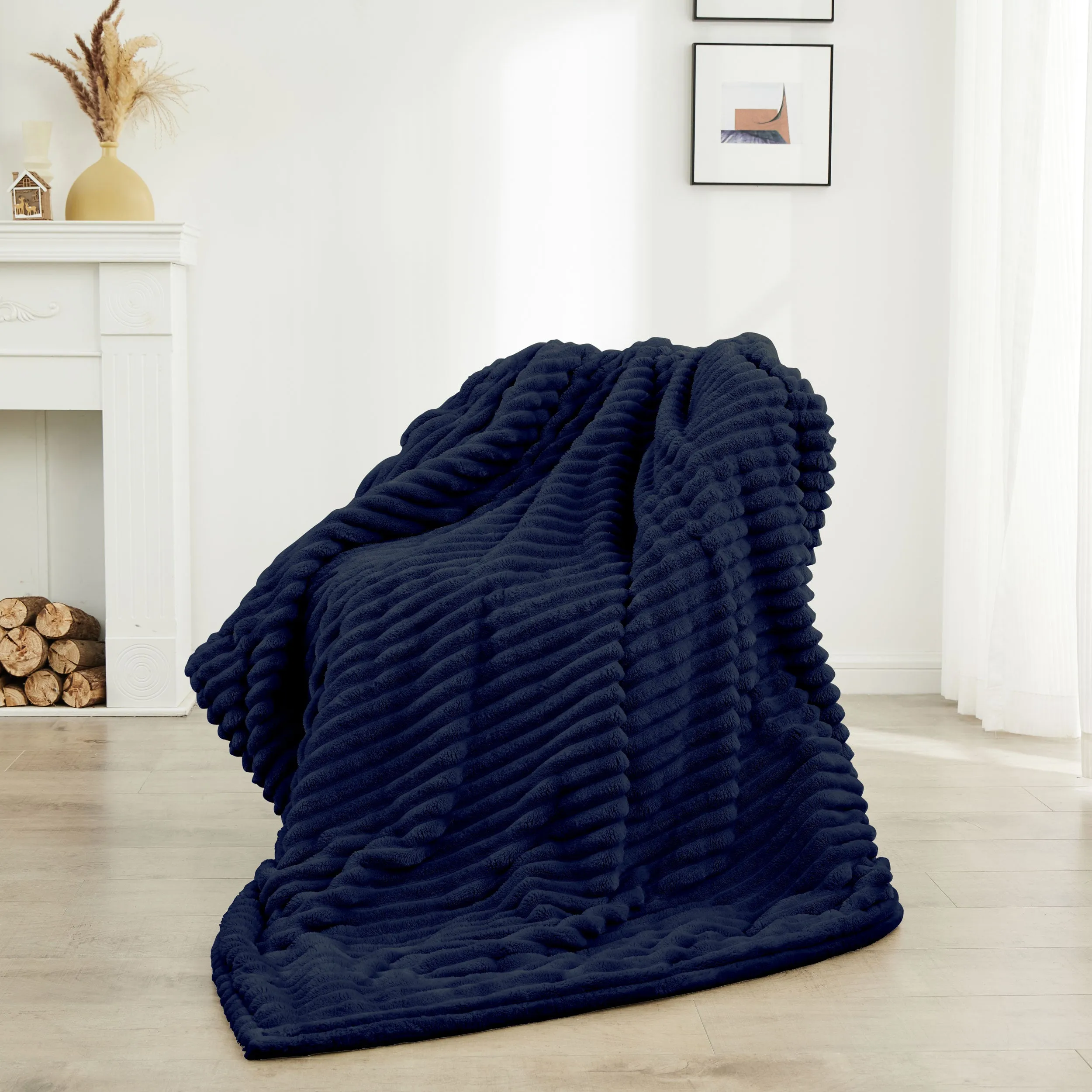 Neo Navy Electric Blanket Heated Fleece Overblanket Throw