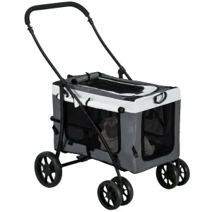 PawHut Foldable Pet Stroller w/ Detachable Carrier, Soft Padding
